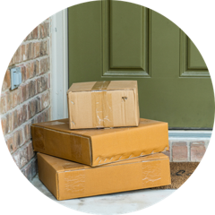 Delivered parcels at a front door